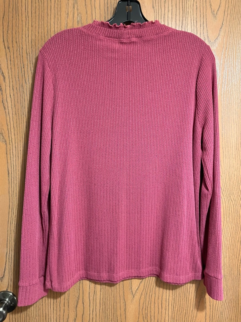 Pink Clover Ribbed Long Sleeve Top in Raspberry - Picture 4 of 4